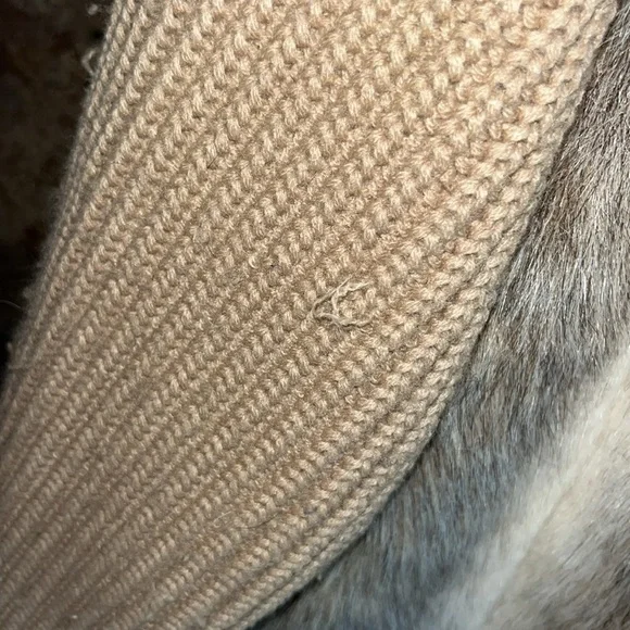 Vintage glamorous chic classic vintage ivory taupe faux fur sweater jacket 13/14 - Picture 11 of 16